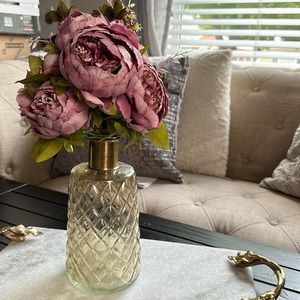 Smoked glass vase with distressed brass